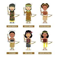 Cartoons of Various Tribes in the World vector