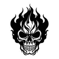 Skull with flames, burning skull, fire skull icon vector