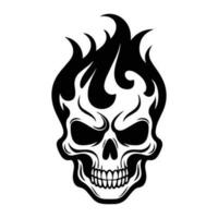 Skull with flames, burning skull, fire skull icon vector
