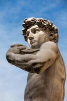 réplica de estatua de david por el italiano artista miguel angel metido a el plaza della signoria en florencia en 1910 foto