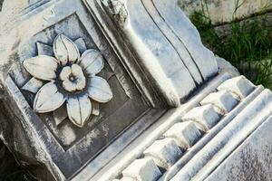 Detail of the beautiful stone carvings which decorated the ancient Roman Forum in Rome photo