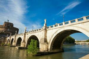 Sant Angelo Bridge over the Tiber River completed in 134 AD by the Emperor Hadrian photo