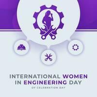 internacional mujer en Ingenieria día vector diseño ilustración para fondo, póster, bandera, publicidad, saludo tarjeta