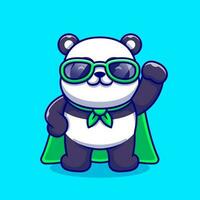 linda súper panda vistiendo Gafas de sol dibujos animados vector icono ilustración. animal Moda icono concepto aislado prima vector. plano dibujos animados estilo