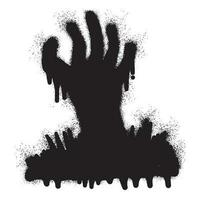 Halloween zombie hand graffiti with black spray paint vector