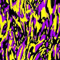 Hand drawn seamless pattern. Colorful animal stains in black, purple and yellow colors. 90s style abstract texture painted with chalk vector