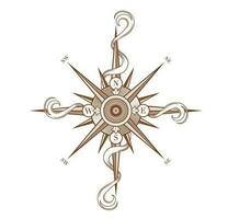 Vintage wind rose compass, Medieval antique ribbon vector