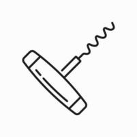 Wine bottle opener isolated corkscrew linear icon vector