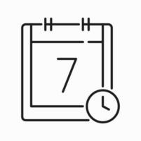 Calendar with clock timer isolated outline icon vector