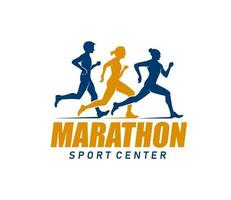 Marathon run sport icon, running competition sign vector