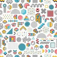 Memphis pattern background, abstract shapes vector