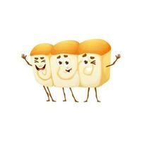 Cartoon Japanese shokupan bread characters, bakery vector