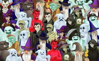 Find a unique halloween character game, kids quiz vector