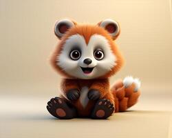 Cute red panda isolated AI Generated photo