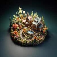 isometric garden isolated photo