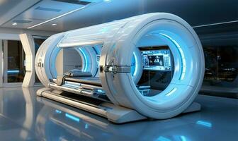 advanced X-ray scan machine in a futuristic hospital or healthcare lab. AI Generated photo