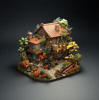 isometric garden isolated photo