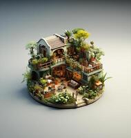 isometric garden isolated photo