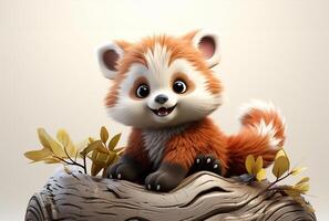 Cute red panda isolated AI Generated photo