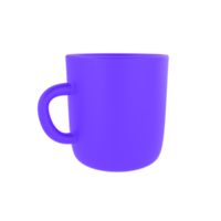 3d Foto realistisch violett Tasse Symbol Attrappe, Lehrmodell, Simulation Wiedergabe. Design Vorlage zum spotten hoch. Keramik sauber Becher mit ein matt bewirken isoliert transparent png