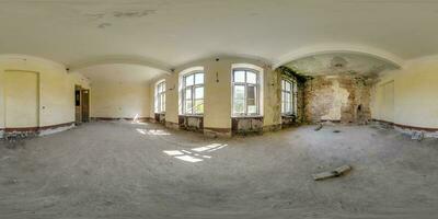 360 hdri panorama inside empty abandoned concrete room or old building in seamless spherical in equirectangular projection, ready AR VR virtual reality content photo