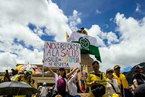 Bogota, Colombia, June 2023, Peaceful protest marches against the government of Gustavo Petro called La Marcha de la Mayoria photo