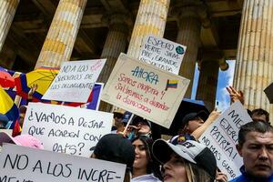 Bogota, Colombia, June 2023, Peaceful protest marches against the government of Gustavo Petro called La Marcha de la Mayoria photo