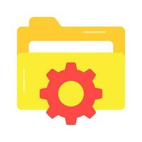 Gear on folder denoting concept vector of folder setting, editable icon