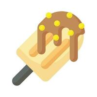 Popsicle with dripping chocolate, vector of chocolate ice cream in trendy style