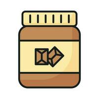 Chocolate spread jar icon isolated on white background. Cocoa sweet brown cream dessert for breakfast vector