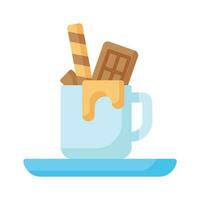 A cup of hot chocolate with waffle in modern style, ready to use vector