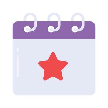 Star inside the calendar showing concept icon of event calendar, editable vector