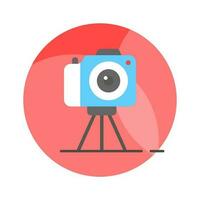 Modern flat icon of tripod camera in editable style, professional photography concept vector