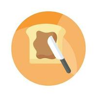 Sliced bread with knife and chocolate paste, toast icon in trendy style vector