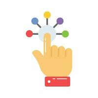 Finger touching digital connection nods, concept of interactivity icon in flat style vector