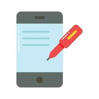 Mobile with pencil denoting concept icon of content creation in trendy style vector