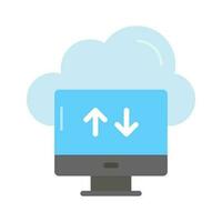 Two arrows pointing opposite direction indicating the synchronization or transfer of data between multiple devices or locations vector