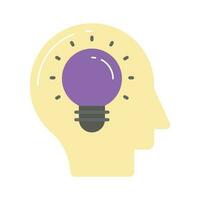 Light bulb with human head showing creative thinking concept icon vector