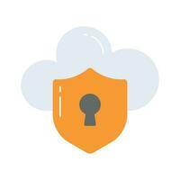 Protection shield and keyhole with cloud showing concept of cloud security vector