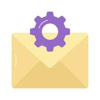 Gear with letter envelope showing vector of email setting in modern style