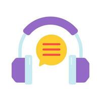 Chat bubble with headphones showing concept icon of customer support vector