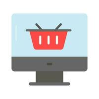Cart inside monitor showing concept vector of online shopping, ecommerce icon