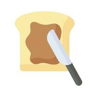 Sliced bread with knife and chocolate paste, toast icon in trendy style vector