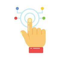 Finger touching digital connection nods, concept of finger tap icon in flat style vector