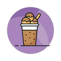 Chocolate flavor ice cream vector in modern design style, customizable icon