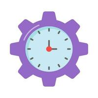 Clock inside gear showing concept vector of time management, high quality graphics