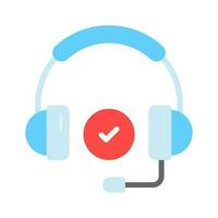 Video play button with headphones showing concept icon of customer support vector