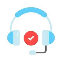 Video play button with headphones showing concept icon of customer support vector