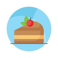 Have a look at this yummy chocolate flavored cake with cherry topping vector