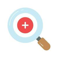 Plus sign inside the magnifier concept icon of zoom in, premium vector